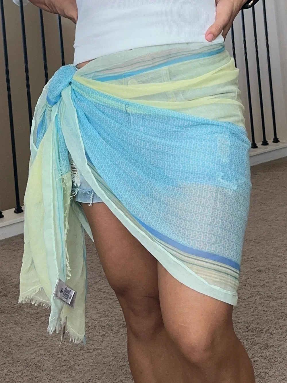 Gap Lightweight Blue & Mint Stripe Scarf by